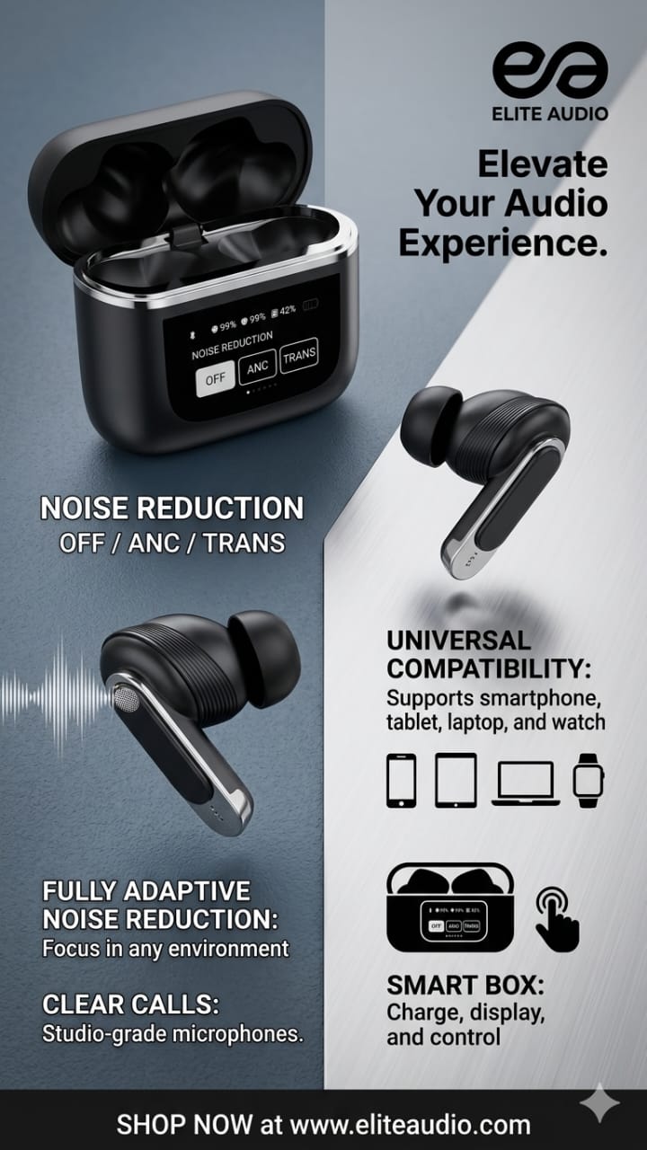 Wireless Earbuds with LCD Touchscreen Case – Bluetooth 5.3 Gaming Mode Stereo Sound | Soqira Bahrain - Soqira