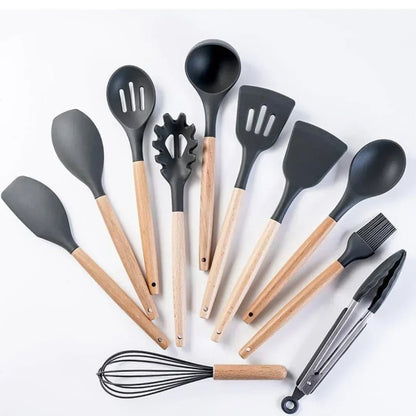 19-Piece Kitchen Utensils Set – Heat-Resistant Silicone & Stainless Steel Cooking Tools | Soqira Bahrain - Soqira