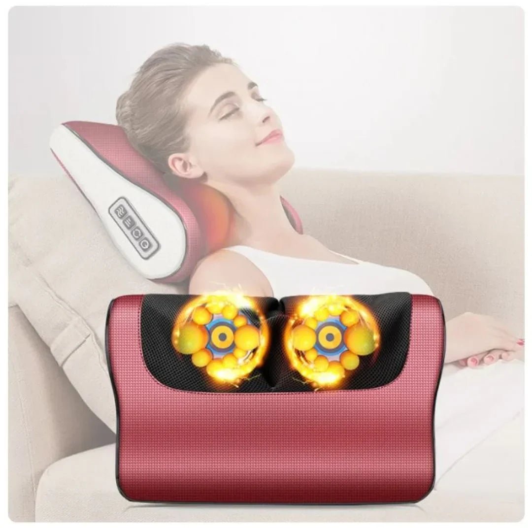 Electric Massage Pillow – Shiatsu Neck & Back Vibration Massager for Stress Relief | Soqira Bahrain - Soqira